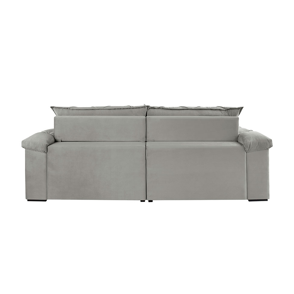 Sofá 3 Lugares Retrátil e Reclinável Astor Veludo Cinza Prateado 242 cm