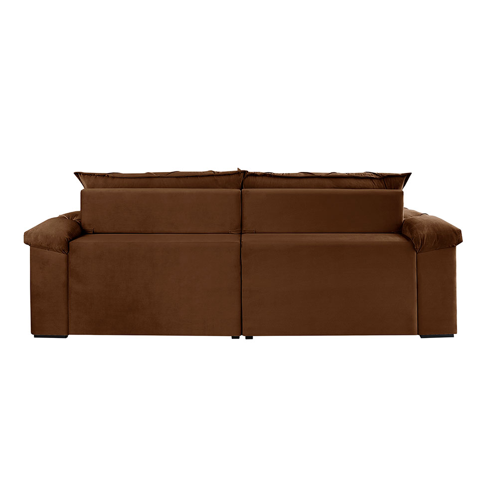 Sofá 3 Lugares Retrátil e Reclinável Astor Veludo Marrom 202 cm