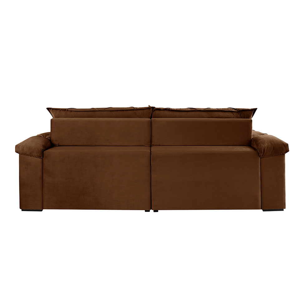 Sofá 3 Lugares Retrátil e Reclinável Astor Veludo Marrom 242 cm