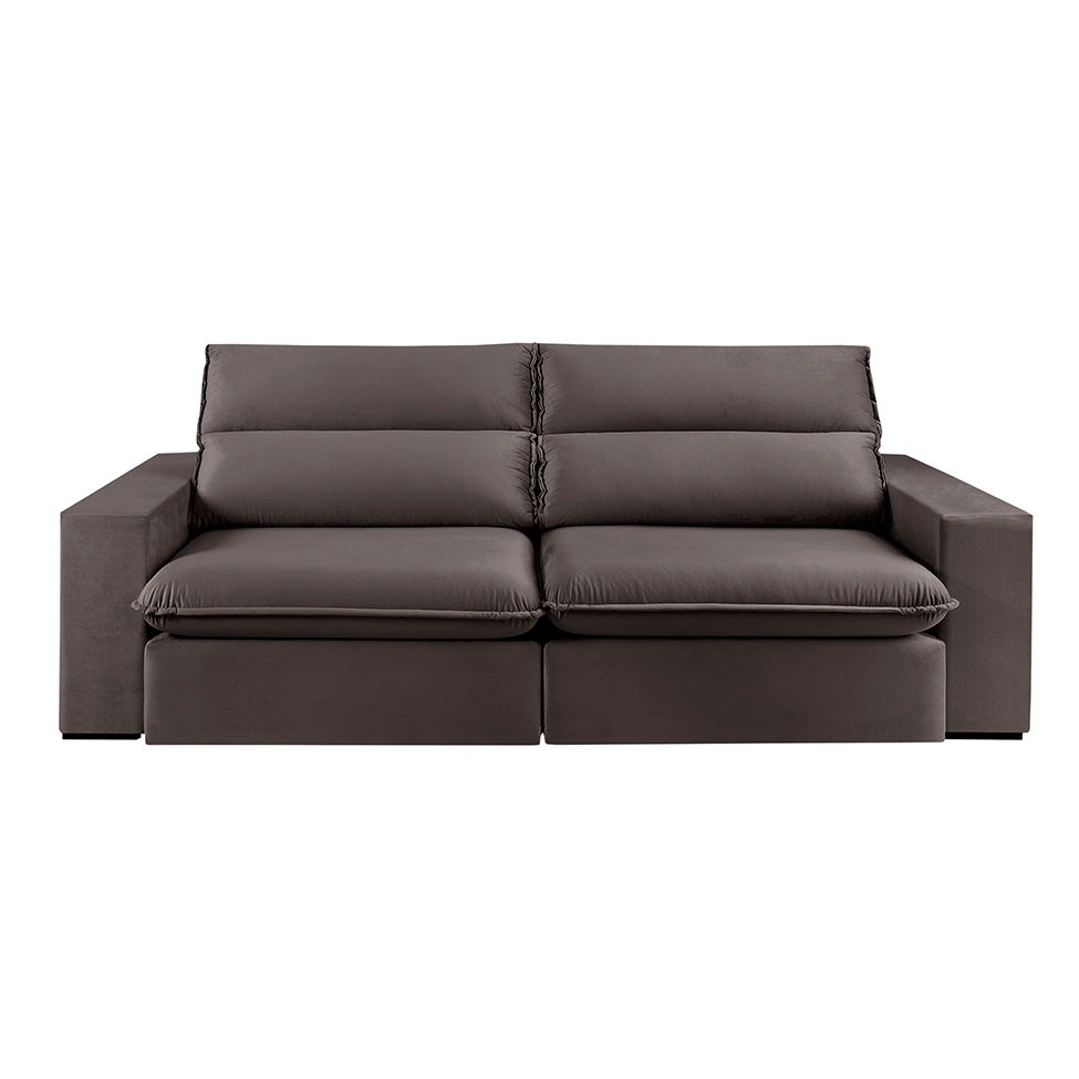 Sofá 3 Lugares Retrátil e Reclinável Free Veludo Cinza 190 cm
