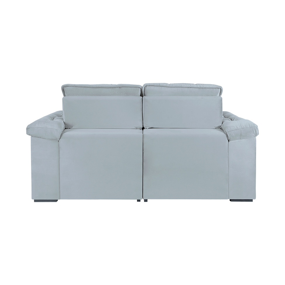 Sofá 3 Lugares Retrátil e Reclinável Itaguaí com USB Veludo Cinza 196 cm