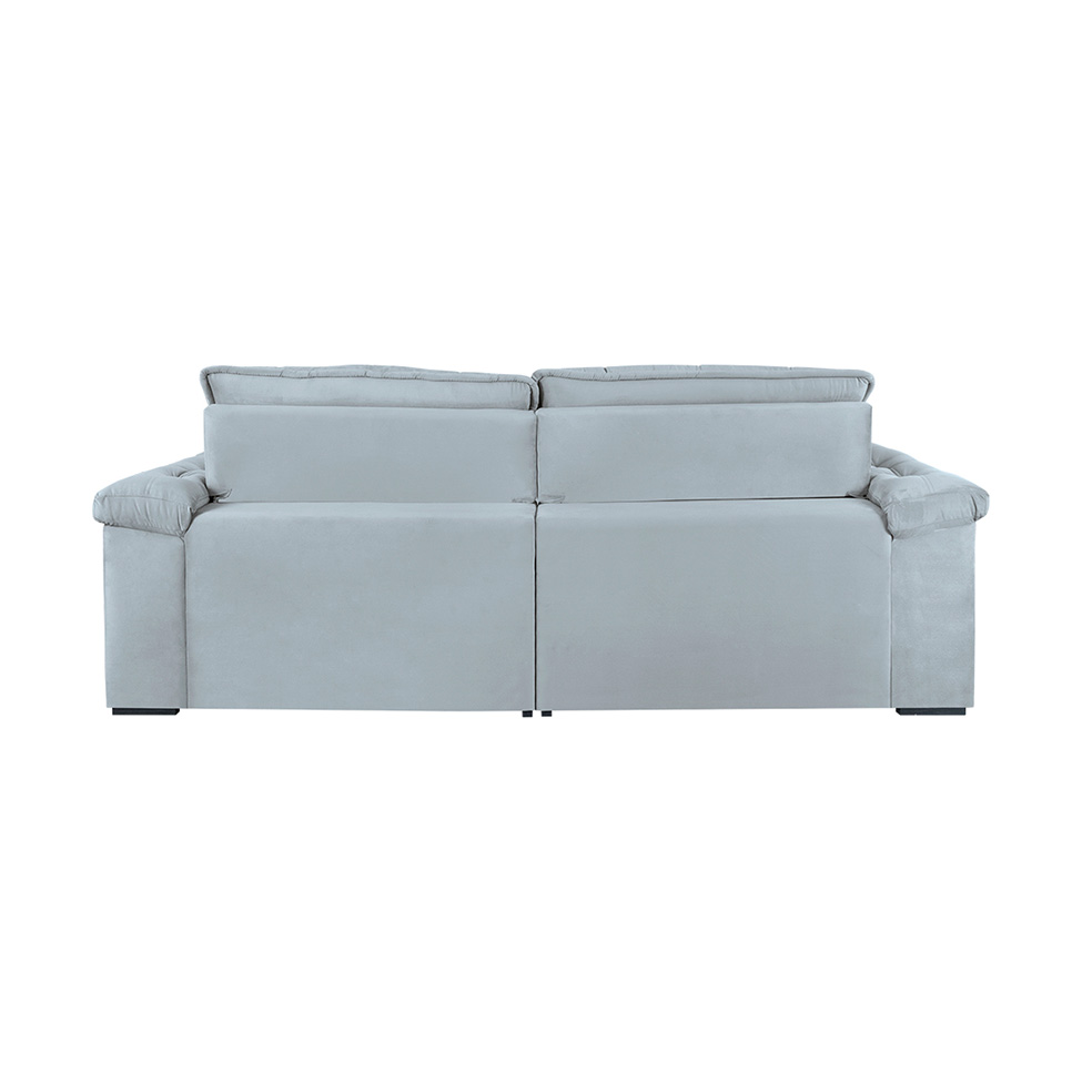 Sofá 3 Lugares Retrátil e Reclinável Itaguaí com USB Veludo Cinza 236 cm