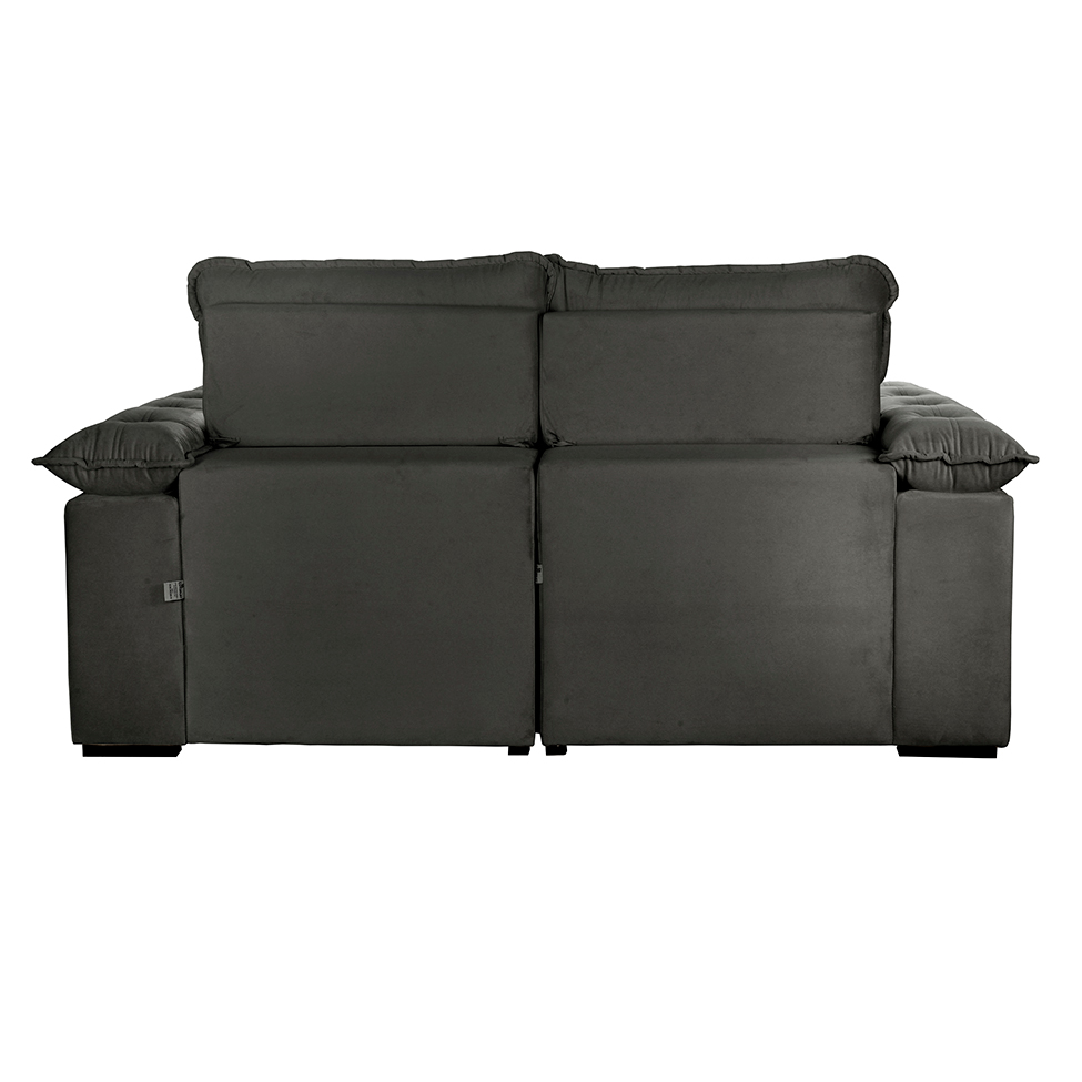 Sofá 3 Lugares Retrátil e Reclinável Jobi Veludo Cinza 194 cm