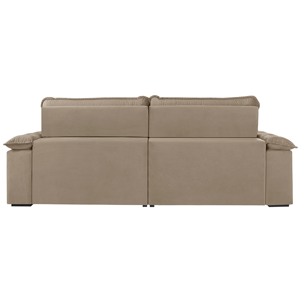 Sofá 3 Lugares Retrátil e Reclinável Jobi com USB Veludo Bege Natural 234 cm