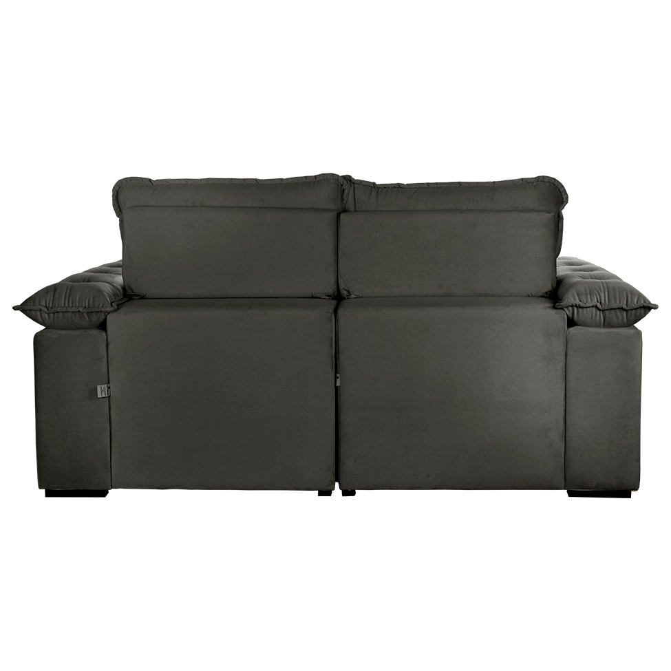 Sofá 3 Lugares Retrátil e Reclinável Jobi com USB Veludo Cinza 194 cm