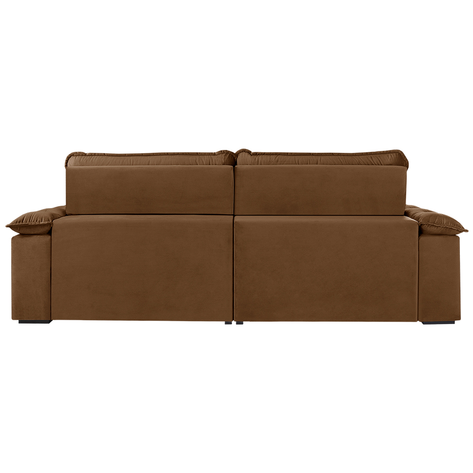 Sofá 3 Lugares Retrátil e Reclinável Jobi com USB Veludo Marrom 234 cm