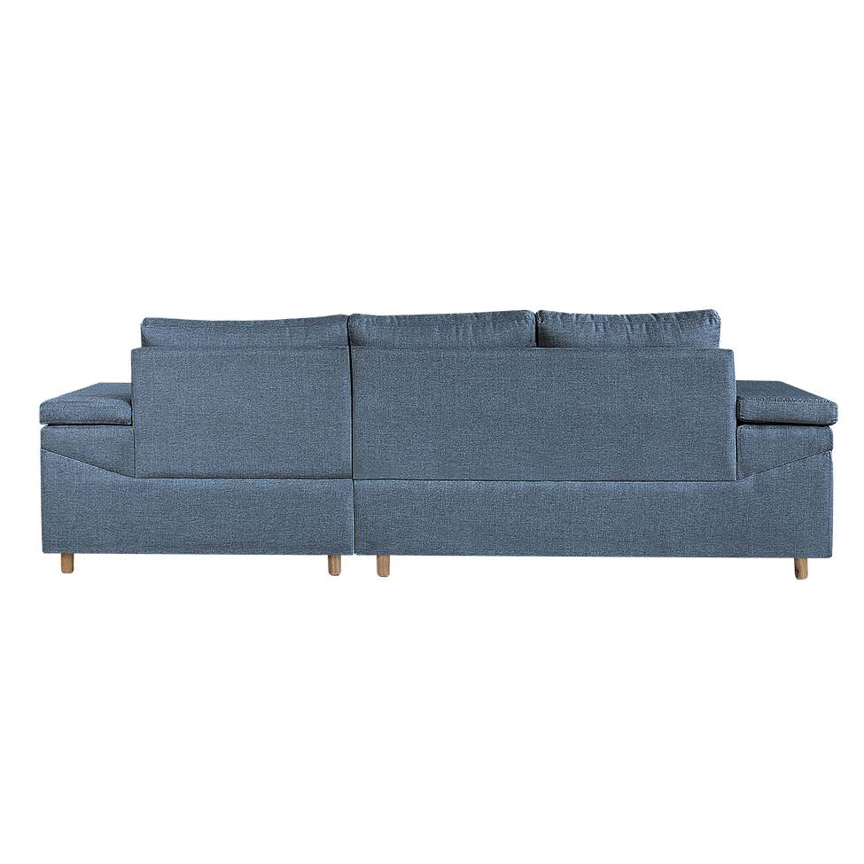 Sofá 4 Lugares Clássico com Chaise Direito Linho Azul