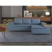 Sofá 4 Lugares Clássico com Chaise Direito Linho Azul