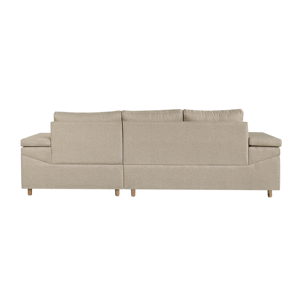 Sofá 4 Lugares Clássico com Chaise Direito Linho Bege