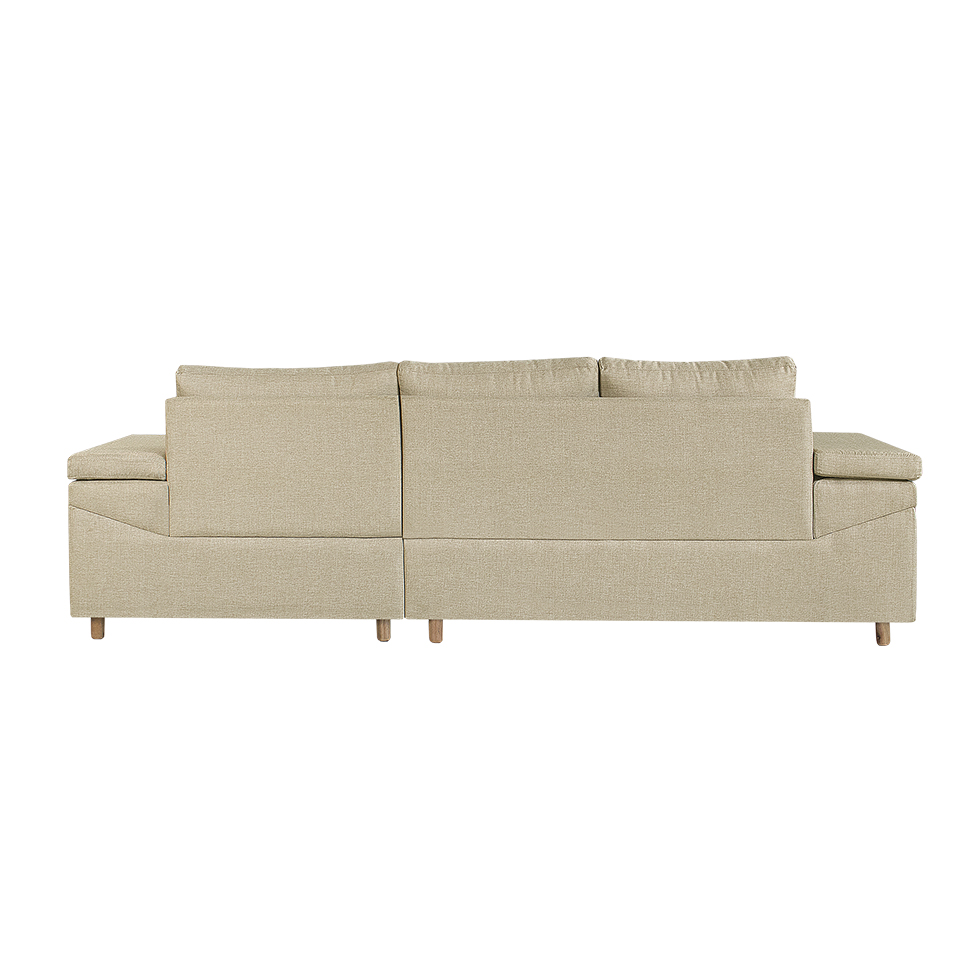 Sofá 4 Lugares Clássico com Chaise Direito Linho Bege Claro