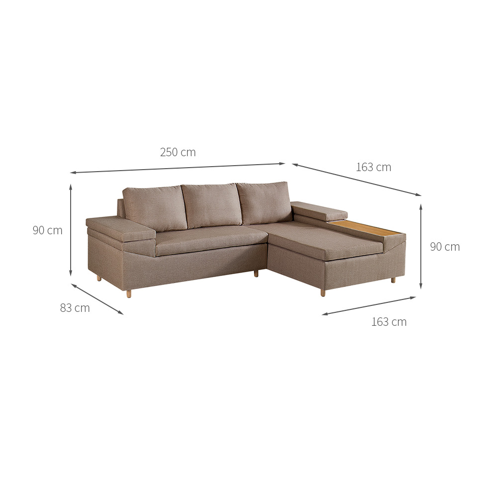 Sofá 4 Lugares Clássico com Chaise Direito Linho Cobre