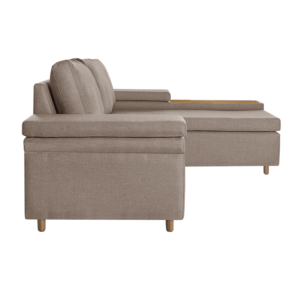 Sofá 4 Lugares Clássico com Chaise Direito Linho Cobre