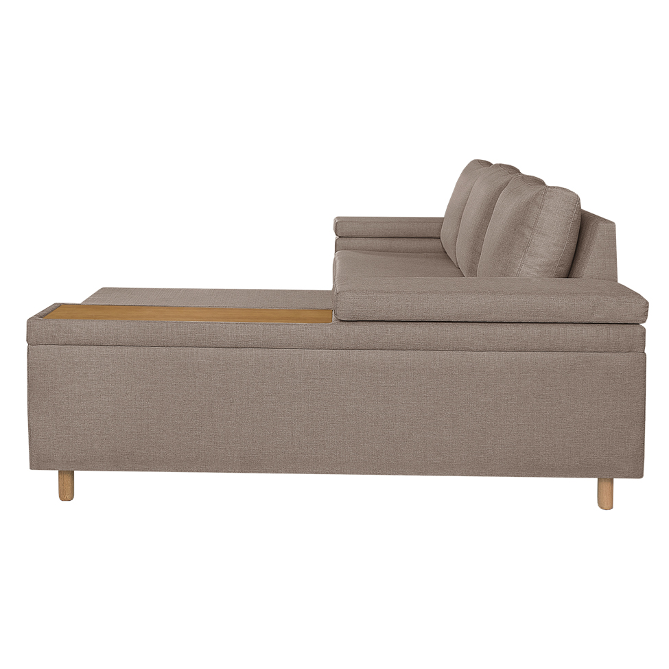Sofá 4 Lugares Clássico com Chaise Direito Linho Cobre
