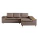 Sofá 4 Lugares Clássico com Chaise Direito Linho Marrom Médio