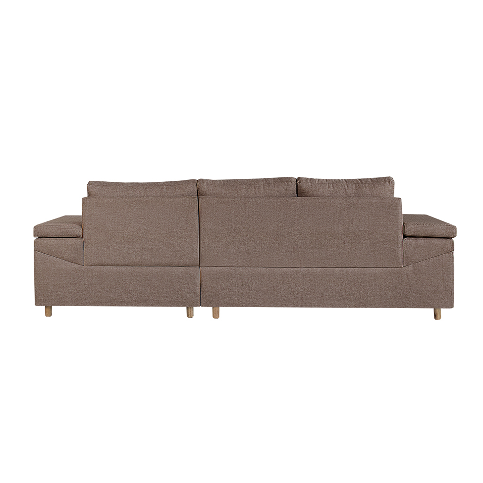 Sofá 4 Lugares Clássico com Chaise Direito Linho Marrom Médio