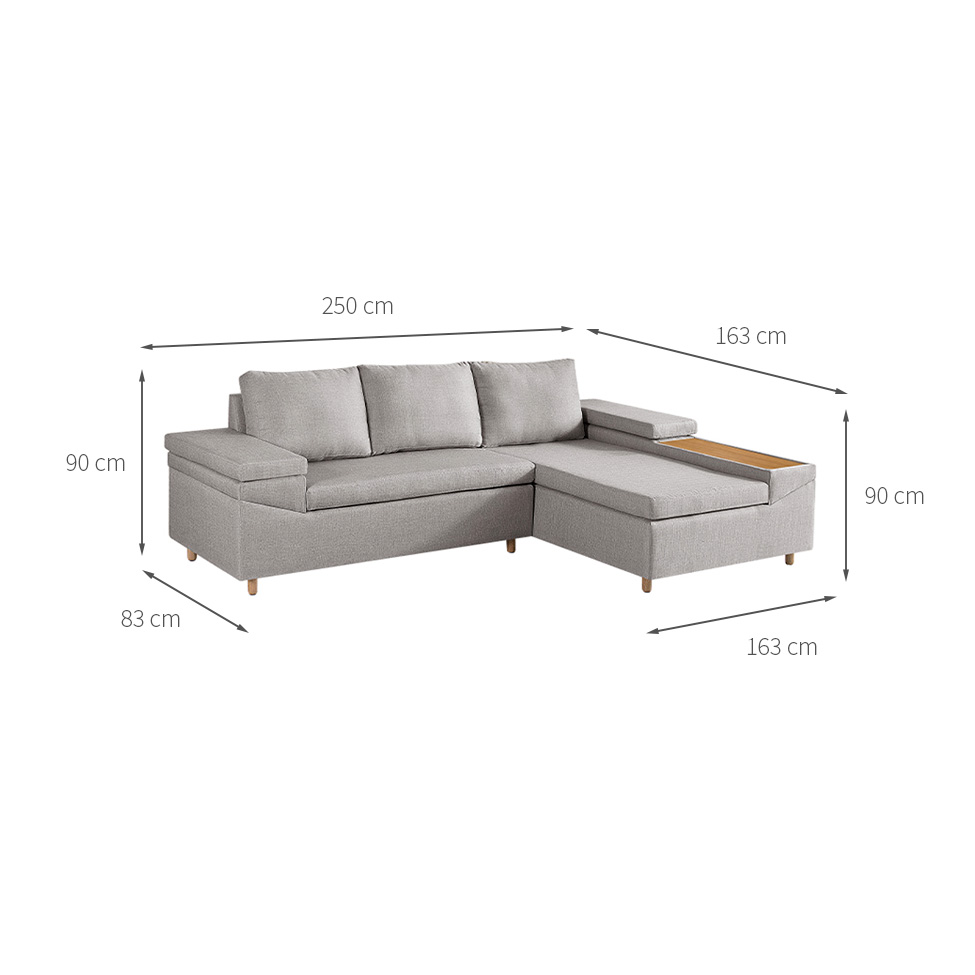 Sofá 4 Lugares Clássico com Chaise Direito Linho Palha