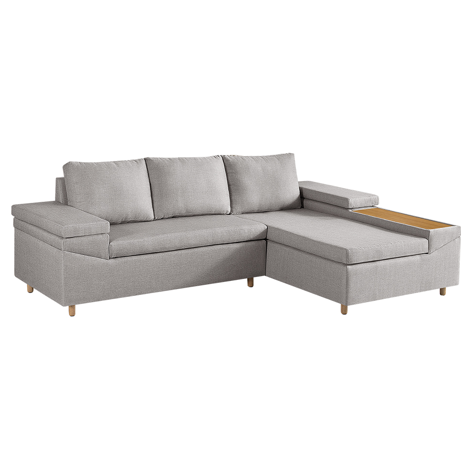 Sofá 4 Lugares Clássico com Chaise Direito Linho Palha
