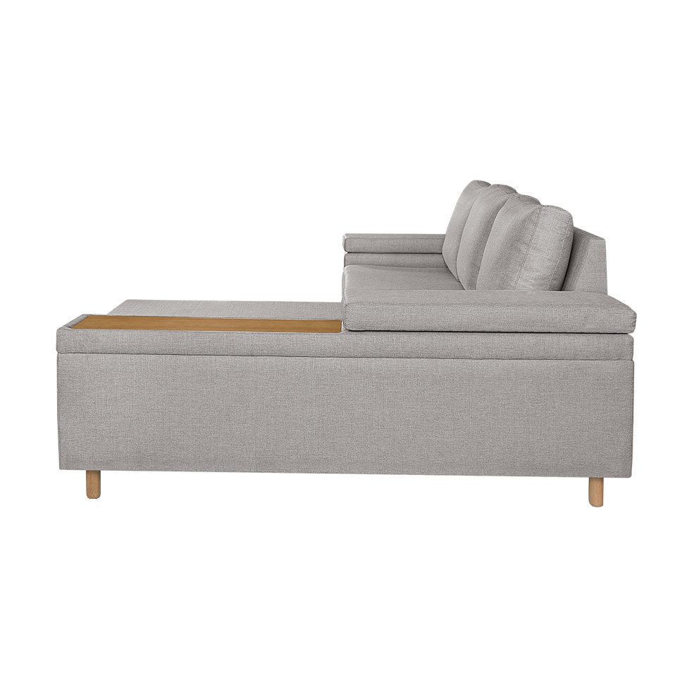 Sofá 4 Lugares Clássico com Chaise Direito Linho Palha
