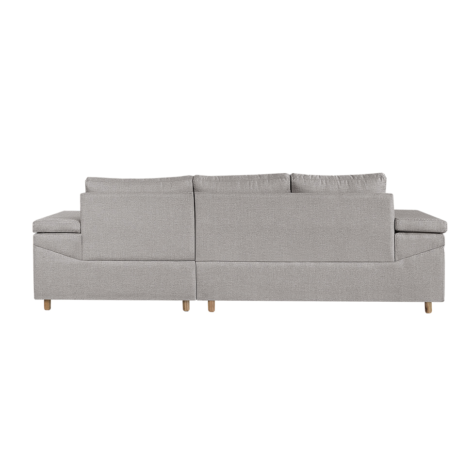 Sofá 4 Lugares Clássico com Chaise Direito Linho Palha