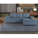 Sofá 4 Lugares Clássico com Chaise Direito e Entrada USB Linho Azul