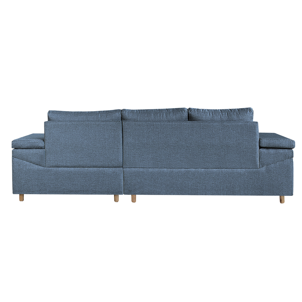 Sofá 4 Lugares Clássico com Chaise Direito e Entrada USB Linho Azul