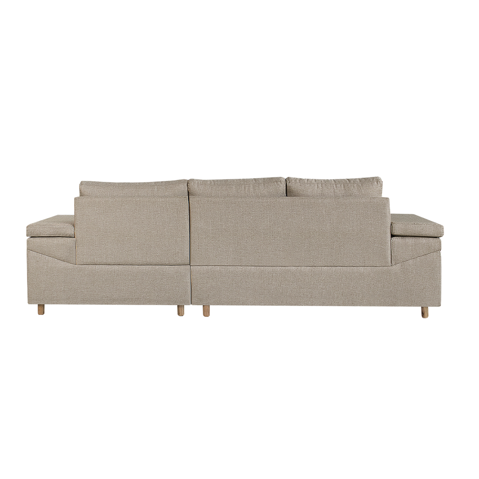 Sofá 4 Lugares Clássico com Chaise Direito e Entrada USB Linho Caramelo