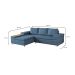 Sofá 4 Lugares Clássico com Chaise Esquerdo Linho Azul