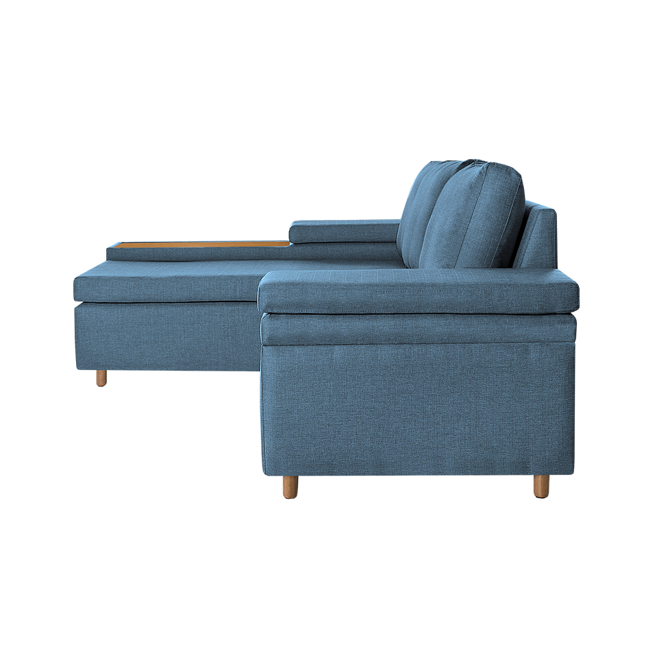 Sofá 4 Lugares Clássico com Chaise Esquerdo Linho Azul