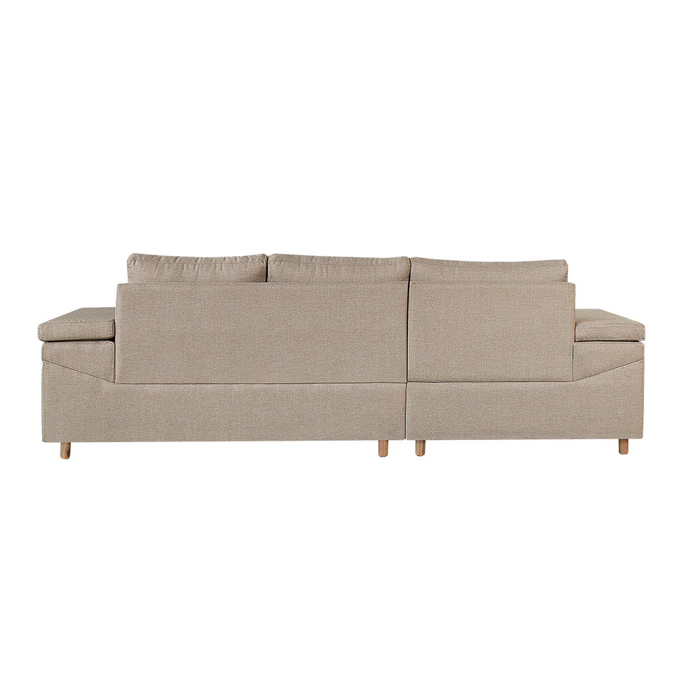 Sofá 4 Lugares Clássico com Chaise Esquerdo Linho Caramelo