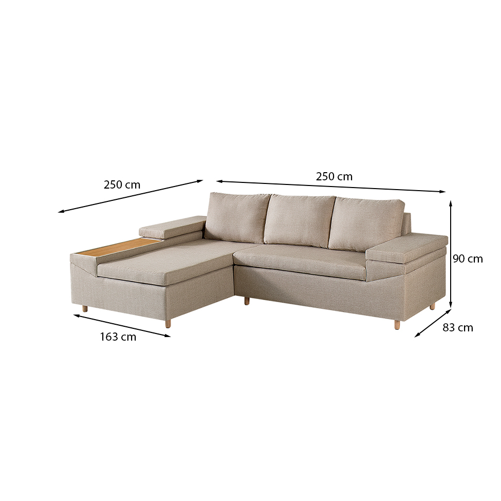 Sofá 4 Lugares Clássico com Chaise Esquerdo Linho Caramelo