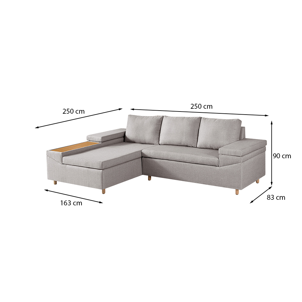 Sofá 4 Lugares Clássico com Chaise Esquerdo Linho Palha