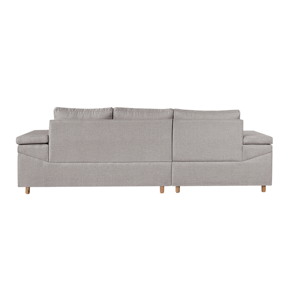 Sofá 4 Lugares Clássico com Chaise Esquerdo Linho Palha