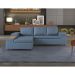 Sofá 4 Lugares Clássico com Chaise Esquerdo e Entrada USB Linho Azul