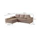 Sofá 4 Lugares Clássico com Chaise Esquerdo e Entrada USB Linho Cobre