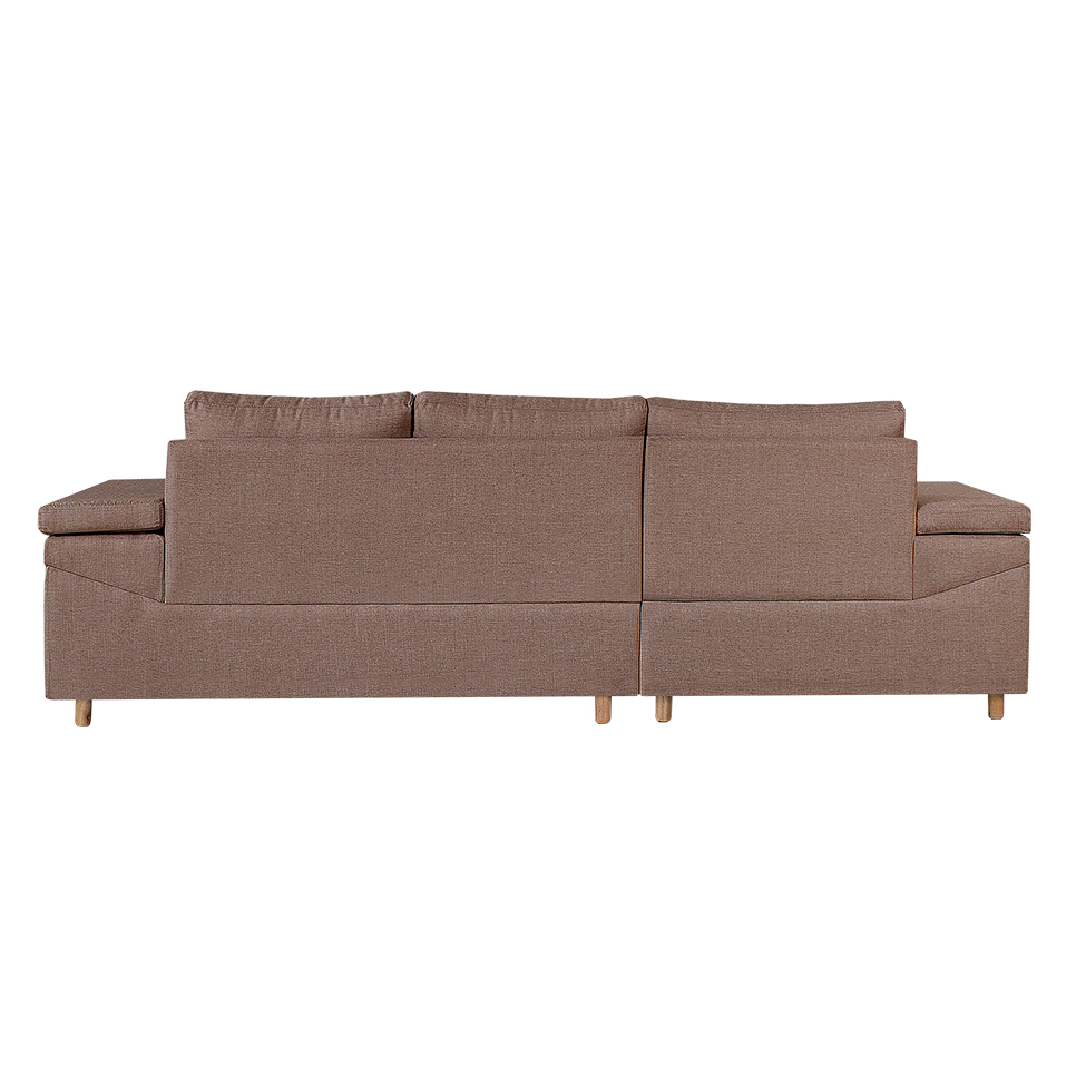 Sofá 4 Lugares Clássico com Chaise Esquerdo e Entrada USB Linho Marrom Médio