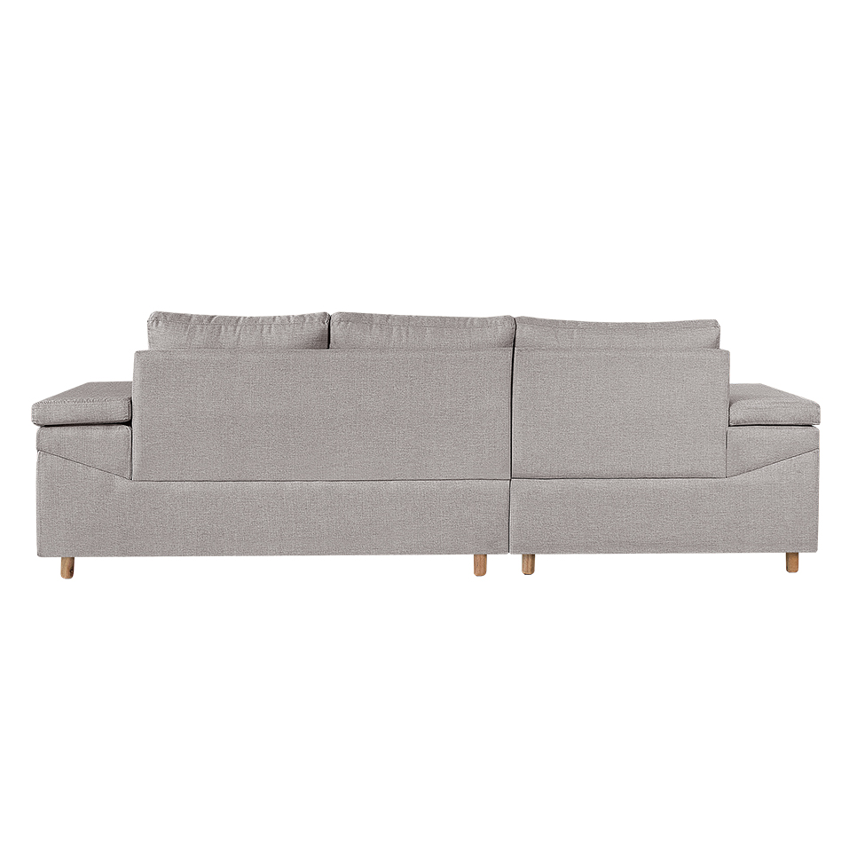 Sofá 4 Lugares Clássico com Chaise e Entrada USB Esquerdo Linho Palha