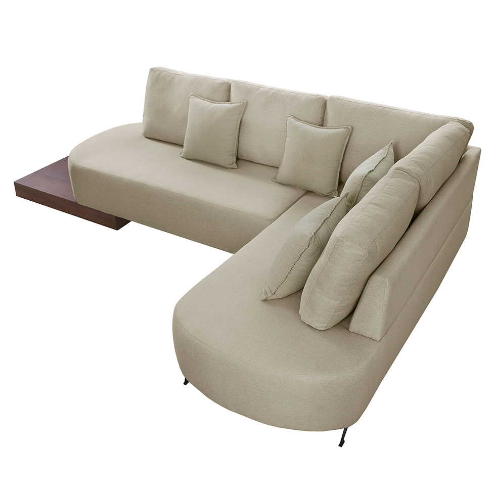 Sofá 4 Lugares Paris com Apoio Lateral Linho Creme