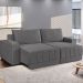 Sofá 4 Lugares Retrátil Línea Veludo Cinza 250cm