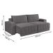 Sofá 4 Lugares Retrátil Línea Veludo Cinza 250cm