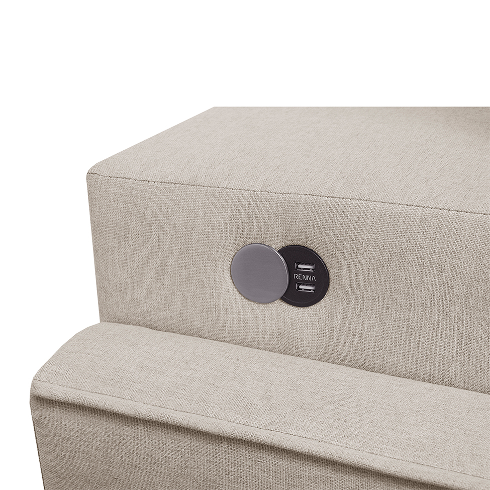 Sofá 4 Lugares Retrátil Moon com USB Linho Cru