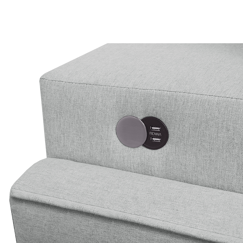Sofá 4 Lugares Retrátil Moon com USB Linho Gelo