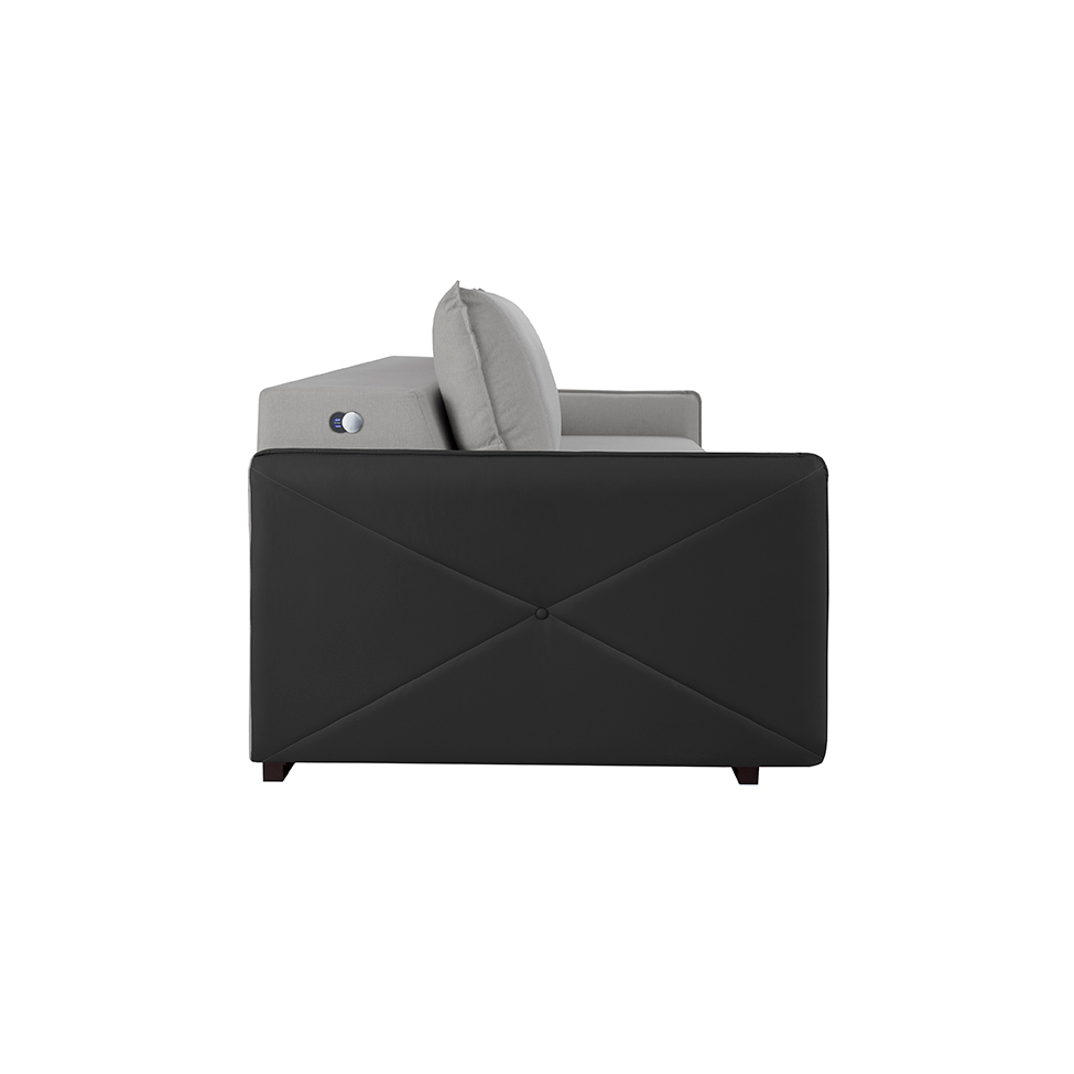 Sofá 4 Lugares Retrátil Urban com Entrada USB Linho Cinza e Preto 260 cm