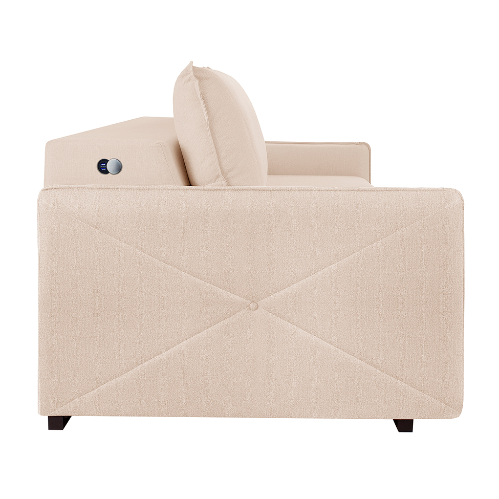 Sofá 4 Lugares Retrátil Urban com USB Linho Bege Claro 260 cm