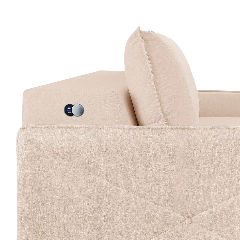 Sofá 4 Lugares Retrátil Urban com USB Linho Bege Claro 260 cm