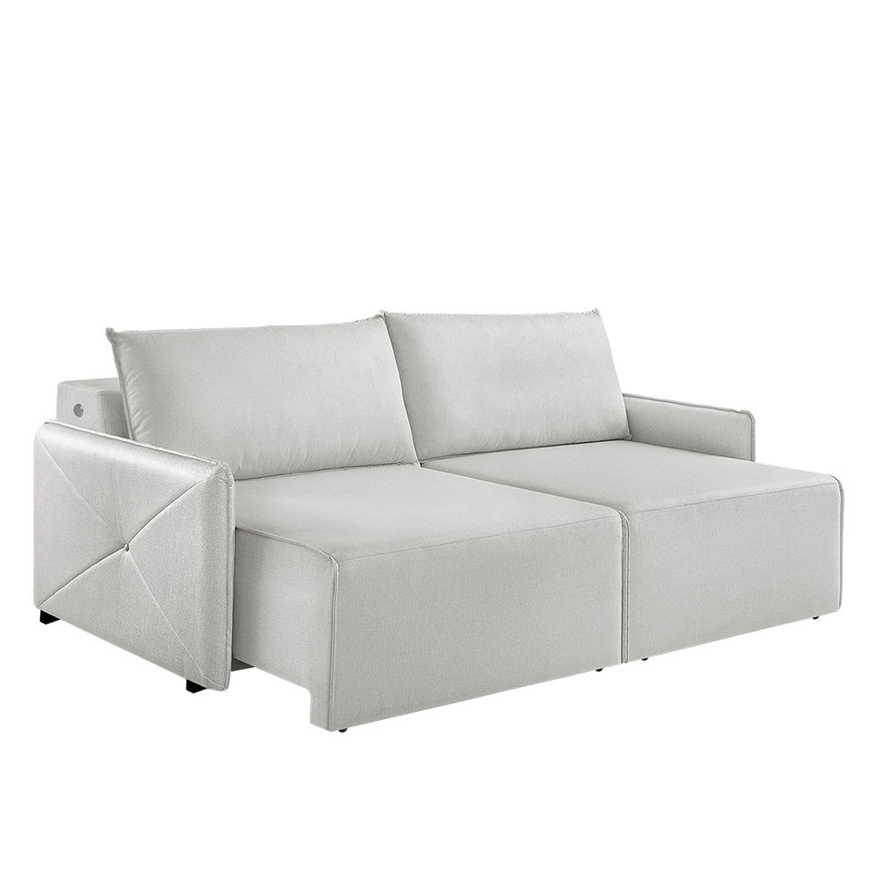 Sofá 4 Lugares Retrátil Urban com USB Linho Cinza 260 cm