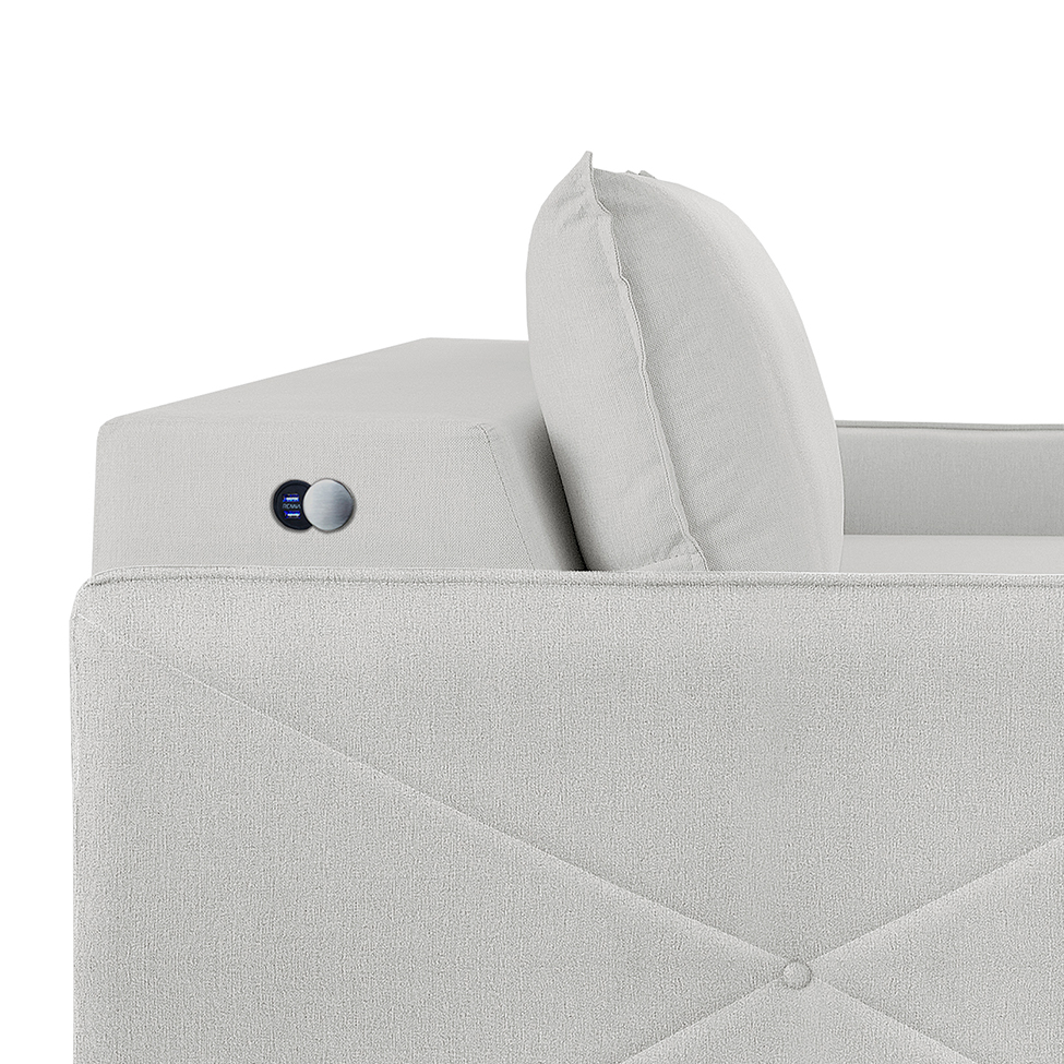 Sofá 4 Lugares Retrátil Urban com USB Linho Cinza 260 cm