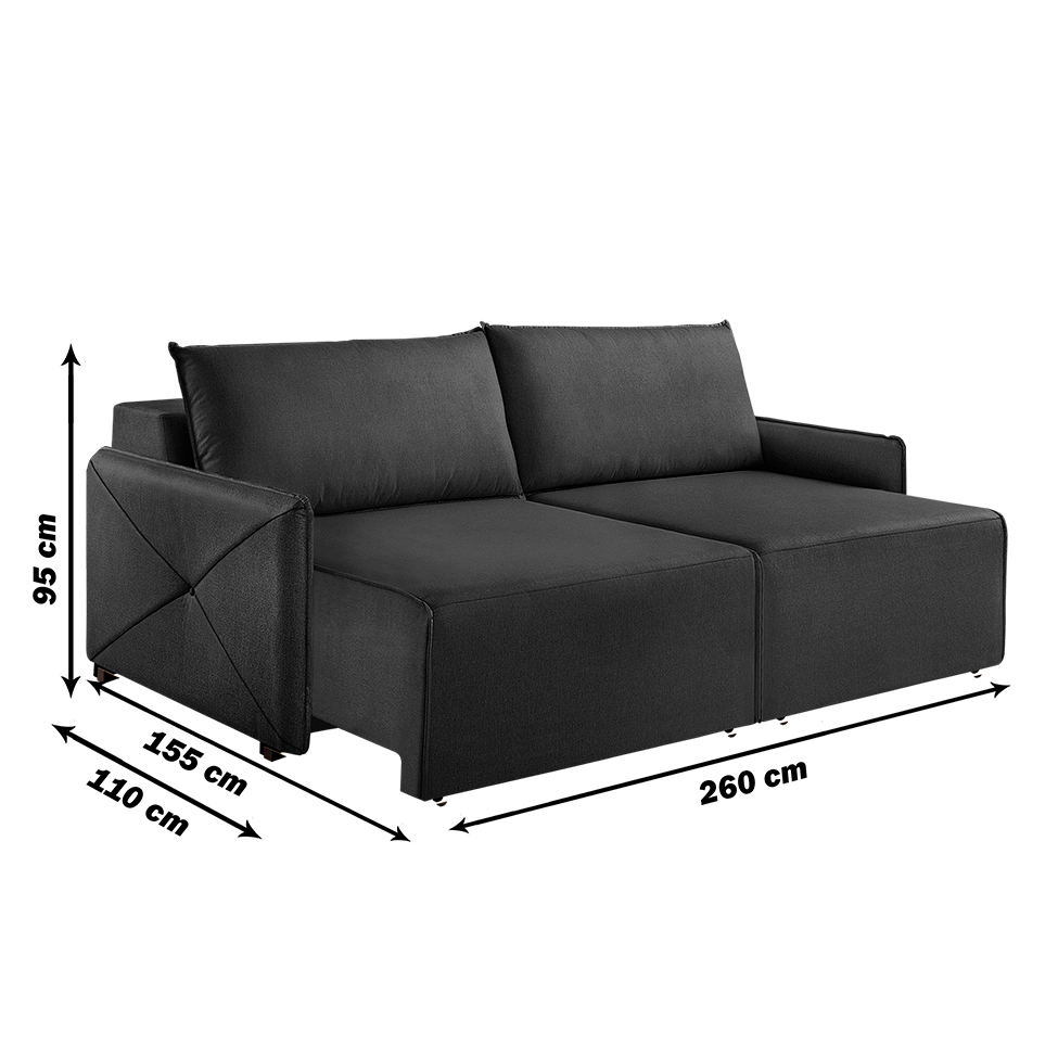 Sofá 4 Lugares Retrátil Urban com USB Linho Grafite 260 cm