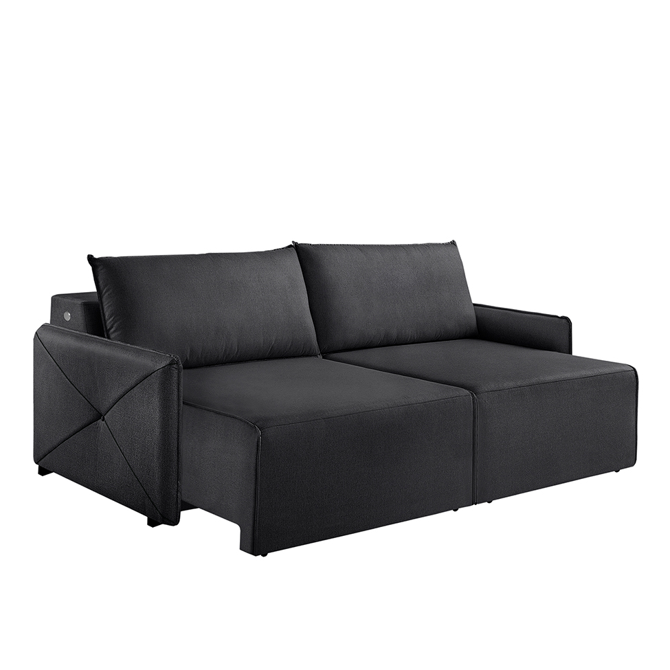 Sofá 4 Lugares Retrátil Urban com USB Linho Grafite 260 cm