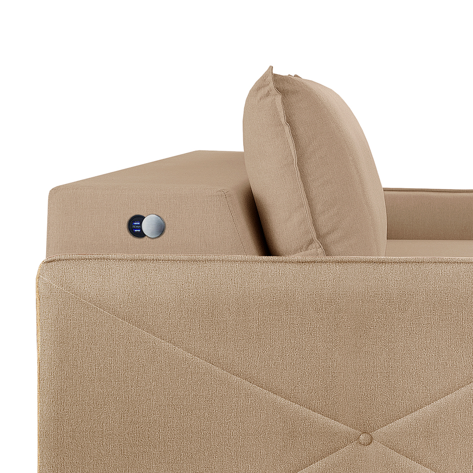 Sofá 4 Lugares Retrátil Urban com USB Linho Palha 260 cm