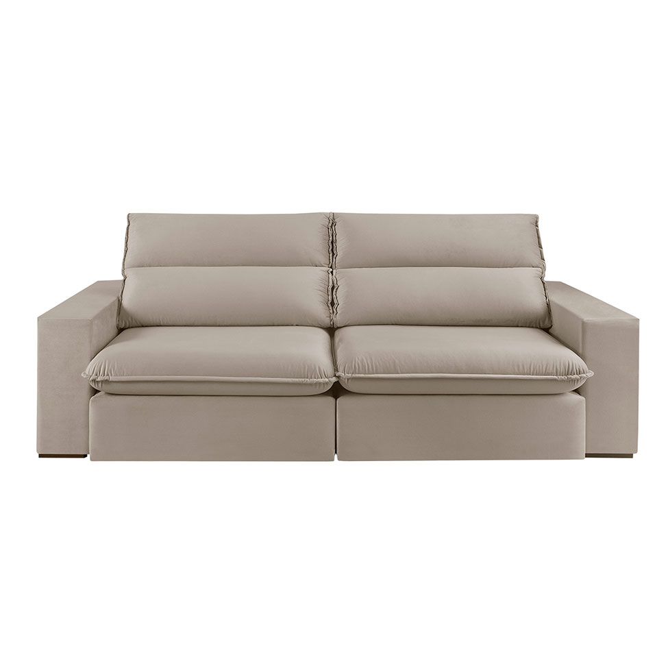 Sofá 4 Lugares Retrátil e Reclinável Free Veludo Bege 250 cm